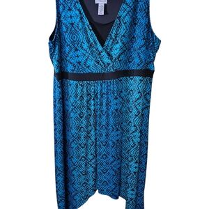 Catherines Black and Blue Geometric Midi Dress